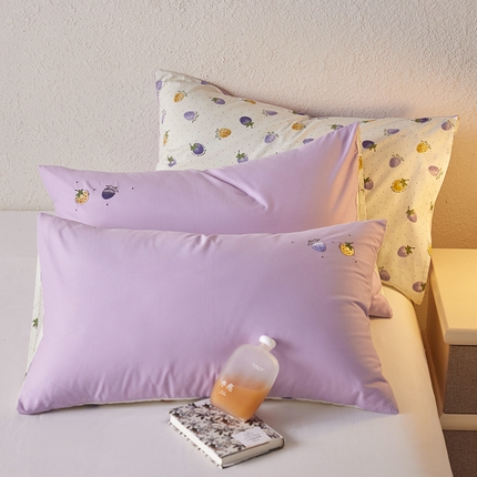 2024新款全棉纯棉印花刺绣单枕套卡通一对装 草莓点点