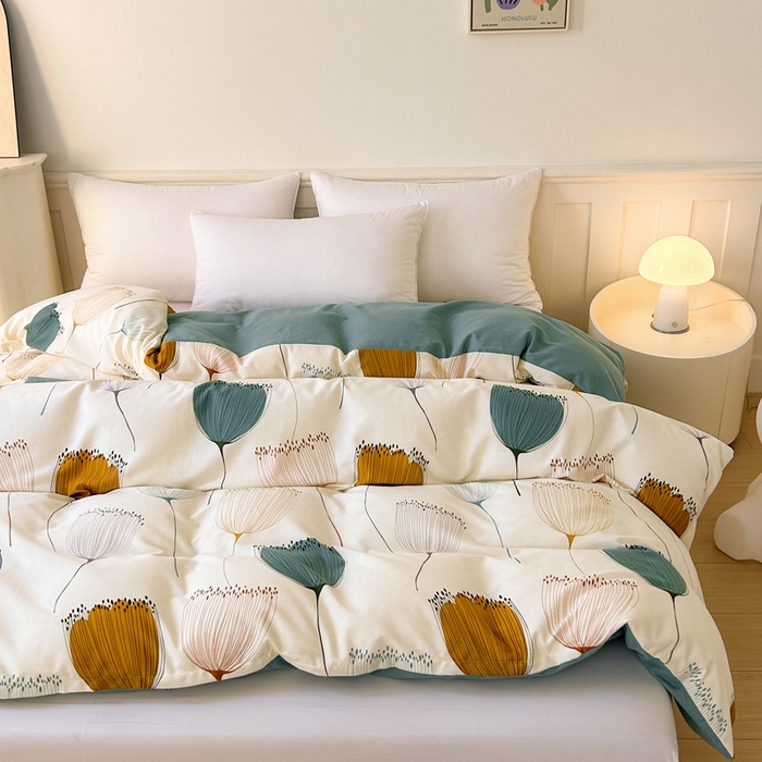 91家纺网 家纺一手货源 找家纺 2025新款加厚生态磨毛单被套 花开浪漫