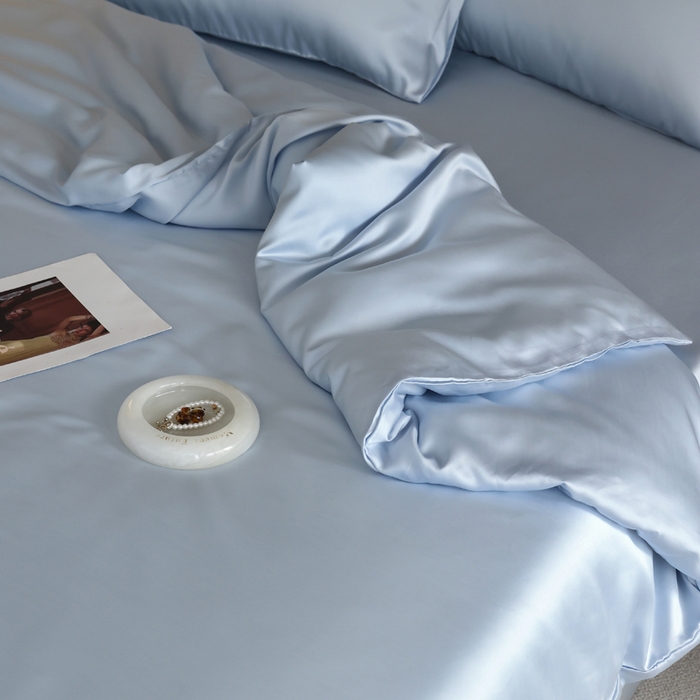 91家纺网 家纺一手货源 找家纺 轩和 2025新款A类LF60S兰精天丝单品被套 夏日蓝