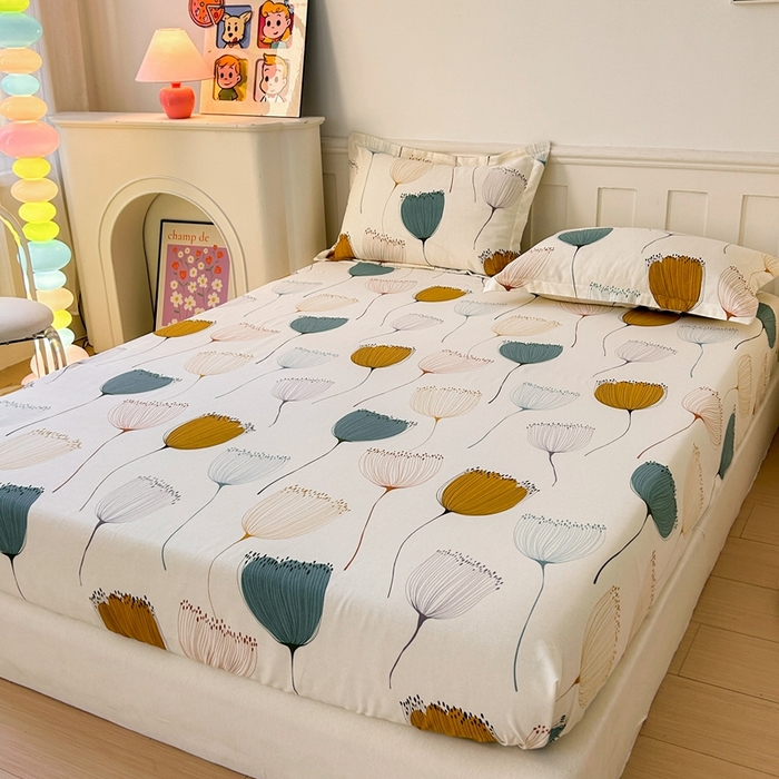 91家纺网 家纺一手货源 找家纺 2025新款加厚生态磨毛床笠四件套 花开浪漫