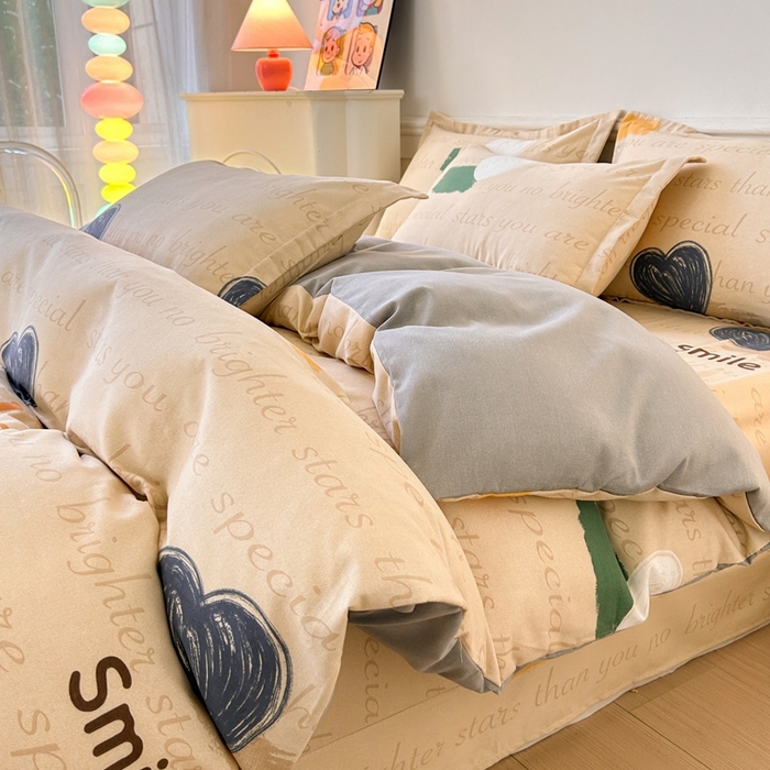 91家纺网 家纺一手货源 找家纺 2025新款加厚生态磨毛床单四件套 微笑生活