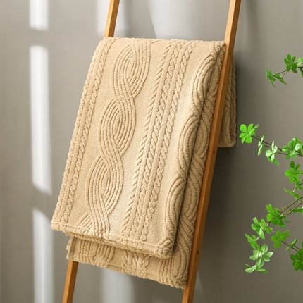 巴木赫 2024新款8字塔芙绒毯子毛毯 卡其