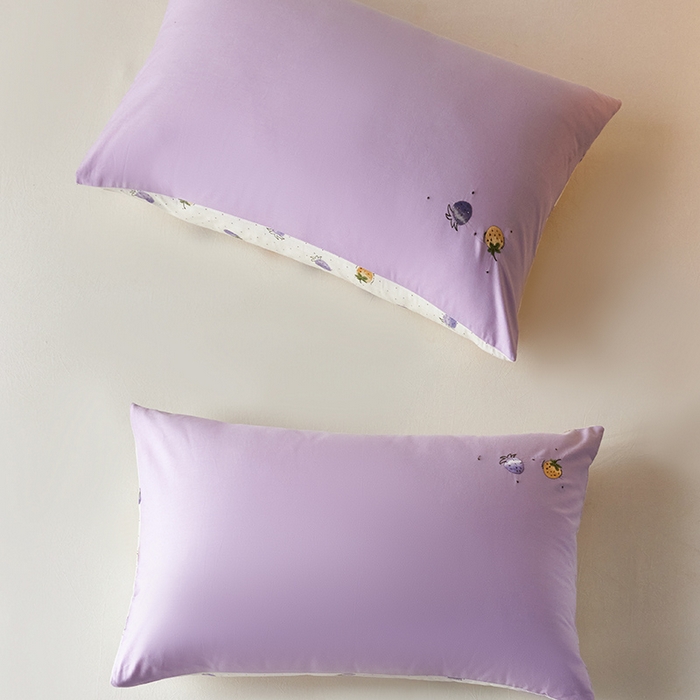 91家纺网 家纺一手货源 找家纺 2024新款全棉纯棉印花刺绣单枕套卡通一对装 草莓点点