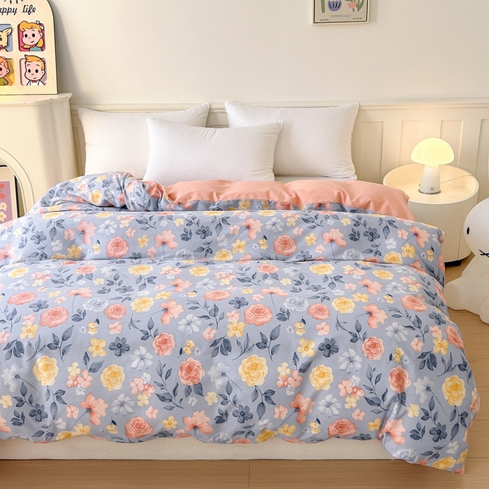 91家纺网 家纺一手货源 找家纺 2025新款加厚生态磨毛单被套 花香四溢