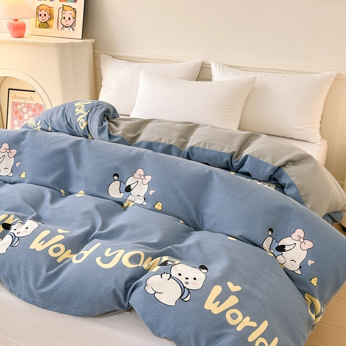 91家纺网 家纺一手货源 找家纺 2025新款加厚生态磨毛单被套 萌宠宝贝