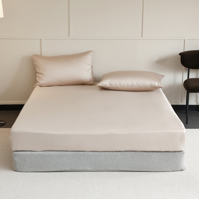 91家纺网 家纺一手货源 找家纺 轩和 2025新款A类LF60S兰精天丝单品床笠 铂光金