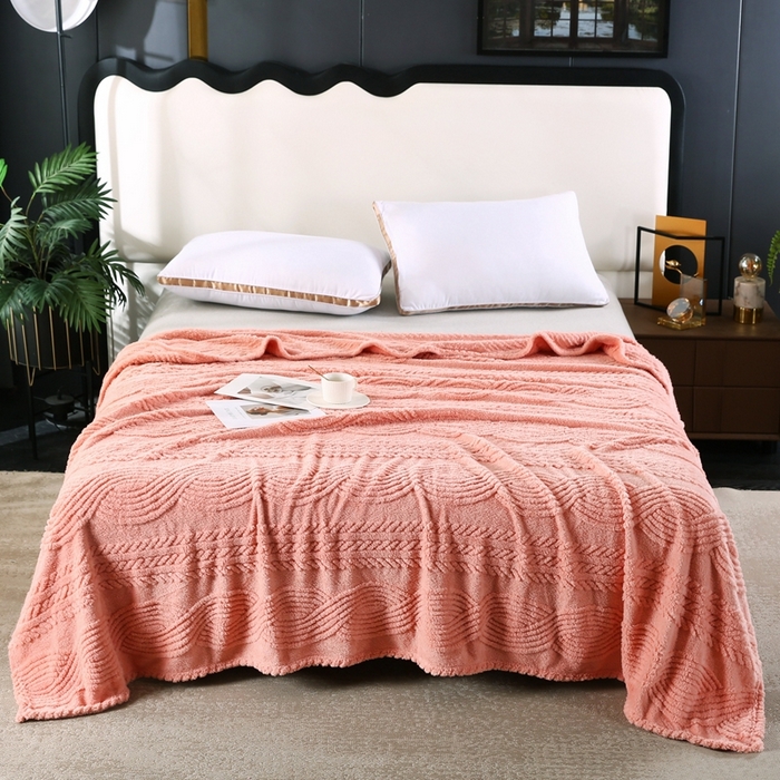 91家纺网 家纺一手货源 找家纺 巴木赫 2024新款8字塔芙绒毯子毛毯 玉粉