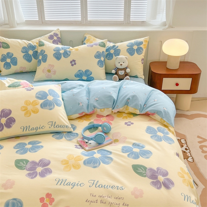 91家纺网 家纺一手货源 找家纺 红馆 2025年全棉12868印花系列四件套花屿芷