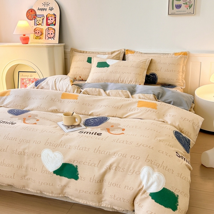 91家纺网 家纺一手货源 找家纺 2025新款加厚生态磨毛床单四件套 微笑生活