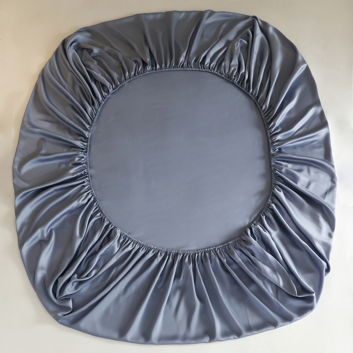 91家纺网 家纺一手货源 找家纺 轩和 2025新款A类LF60S兰精天丝单品床笠 劳伦蓝