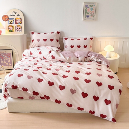 2025新款加厚生态磨毛床笠四件套 完美恋人