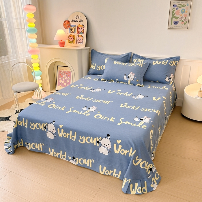 91家纺网 家纺一手货源 找家纺 2025新款加厚生态磨毛单床单 萌宠宝贝