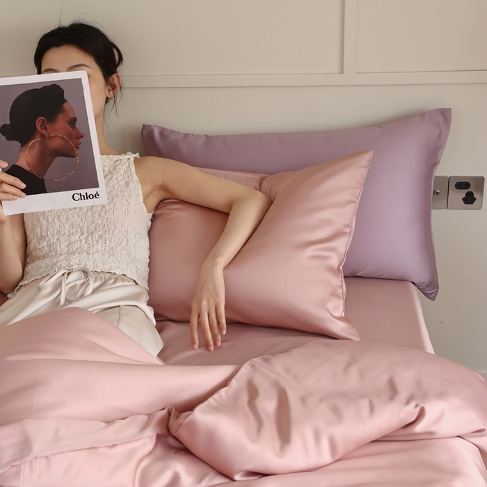 91家纺网 家纺一手货源 找家纺 轩和 2025新款A类LF60S兰精天丝单品被套 胭脂粉