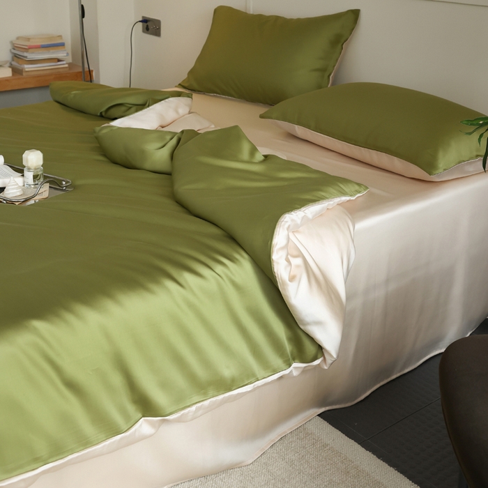 91家纺网 家纺一手货源 找家纺 轩和 2025新款A类LF60S兰精天丝单品枕套 豆蔻绿+奶酪黄