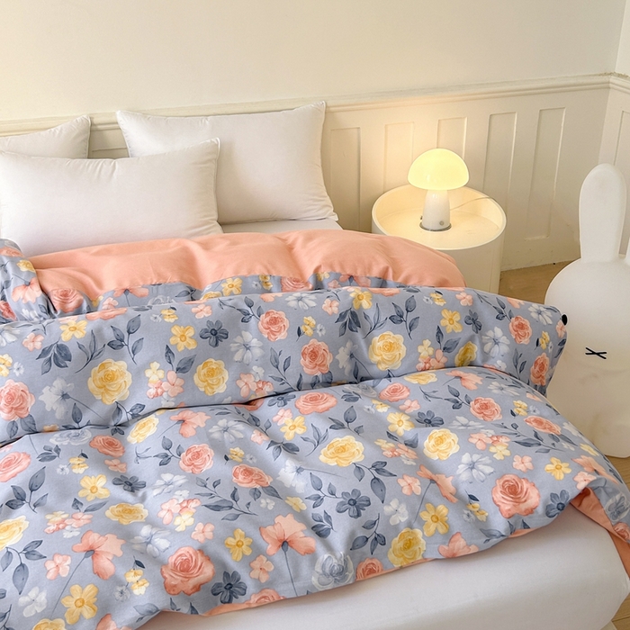 91家纺网 家纺一手货源 找家纺 2025新款加厚生态磨毛单被套 花香四溢