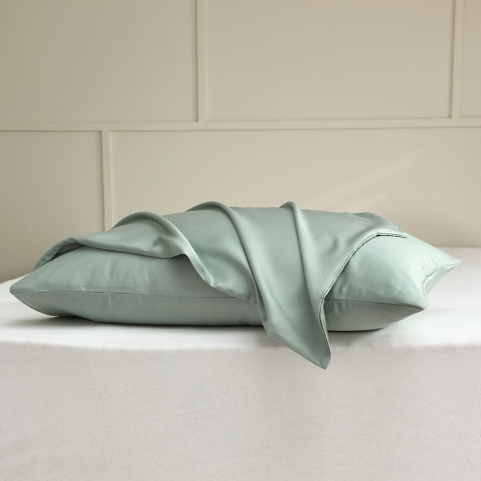 91家纺网 家纺一手货源 找家纺 轩和 2025新款A类LF60S兰精天丝单品枕套 春熙绿