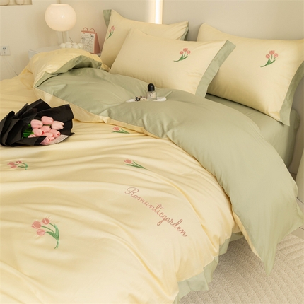 91家纺网 家纺一手货源 找家纺 （总）小久久（小九九） 2024新款A类全棉刺绣四件套-密语