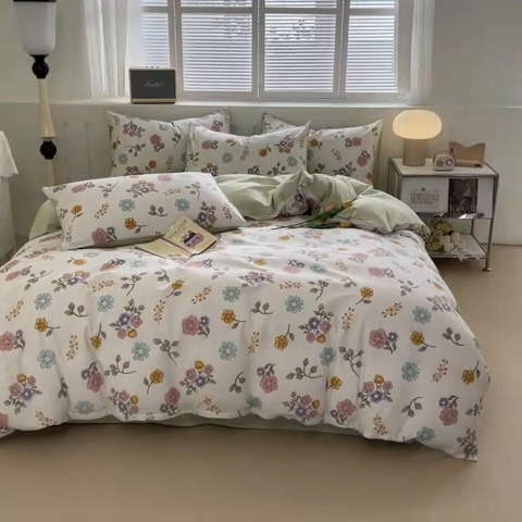 91家纺网 家纺一手货源 找家纺 红馆 2025年全棉12868印花系列四件套满天星