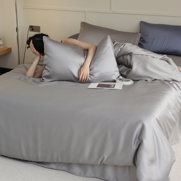 91家纺网 家纺一手货源 找家纺 轩和 2025新款A类LF60S兰精天丝单品被套 伯爵灰