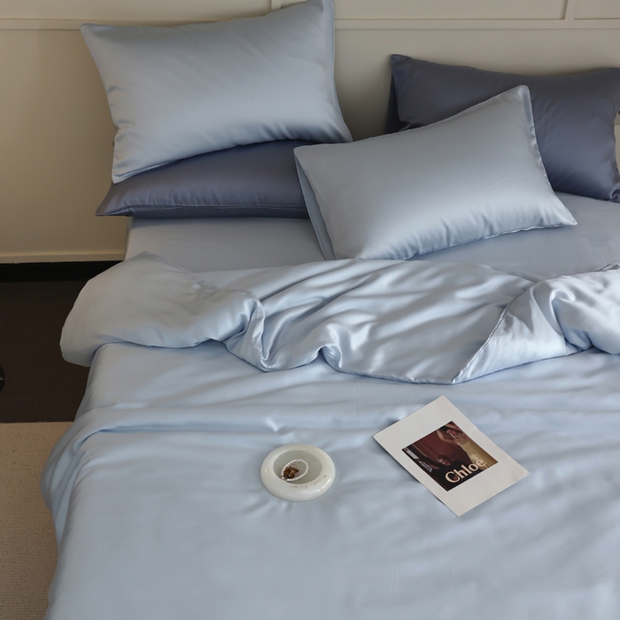 91家纺网 家纺一手货源 找家纺 轩和 2025新款A类LF60S兰精天丝单品被套 夏日蓝