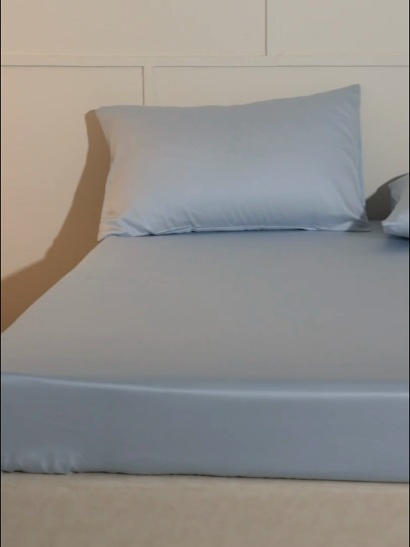 91家纺网 家纺一手货源 找家纺 轩和 2025新款A类LF60S兰精天丝单品床笠 夏日蓝