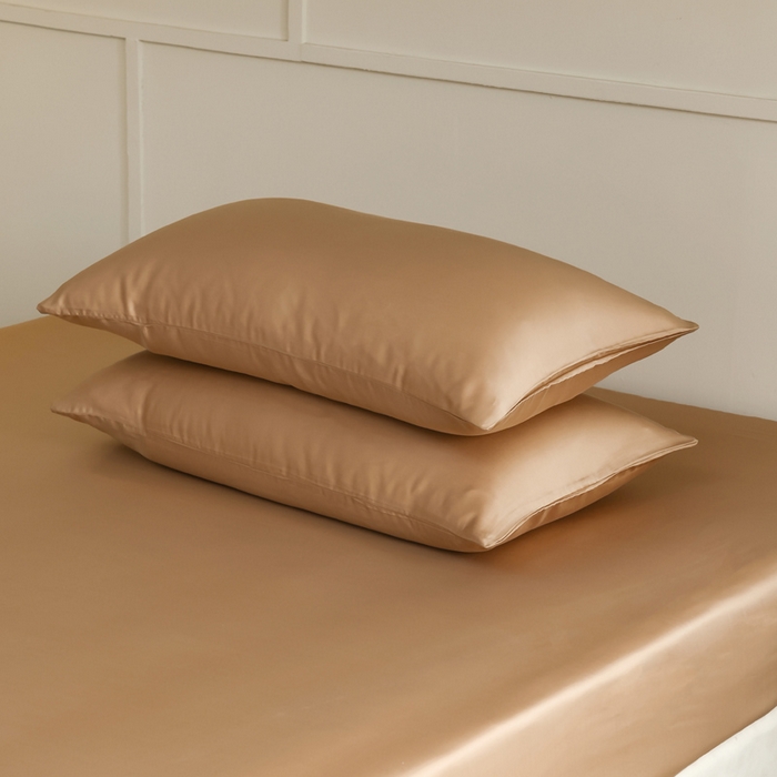 91家纺网 家纺一手货源 找家纺 轩和 2025新款A类LF60S兰精天丝单品枕套 拿铁咖