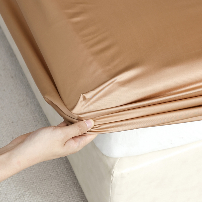 91家纺网 家纺一手货源 找家纺 轩和 2025新款A类LF60S兰精天丝单品床笠 拿铁咖