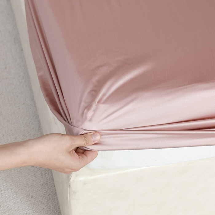 91家纺网 家纺一手货源 找家纺 轩和 2025新款A类LF60S兰精天丝单品床笠 胭脂粉