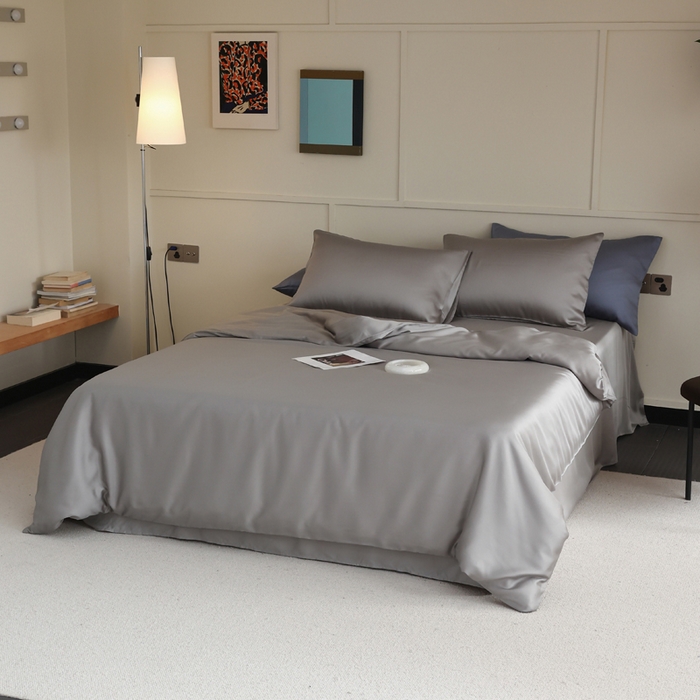 91家纺网 家纺一手货源 找家纺 轩和 2025新款A类LF60S兰精天丝单品被套 伯爵灰