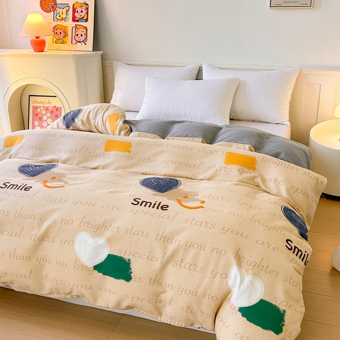 91家纺网 家纺一手货源 找家纺 2025新款加厚生态磨毛单被套 微笑生活