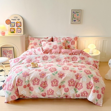 2025新款加厚生态磨毛床单四件套 芬妮