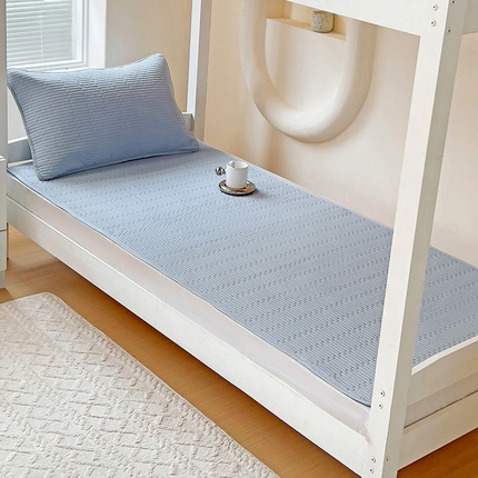 漫时光 2025新款纯棉素色床盖学生宿舍夹棉床笠 雾霾蓝