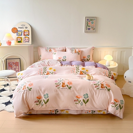 2025新款加厚生态磨毛床单四件套 西西里