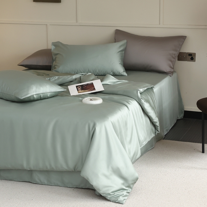 91家纺网 家纺一手货源 找家纺 轩和 2025新款A类LF60S兰精天丝单品被套 春熙绿