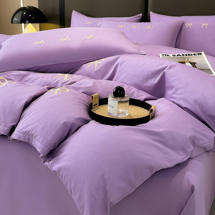 91家纺网 家纺一手货源 找家纺 2024新款高密度13376全棉（蝶舞）四件套 蝶舞（紫色）