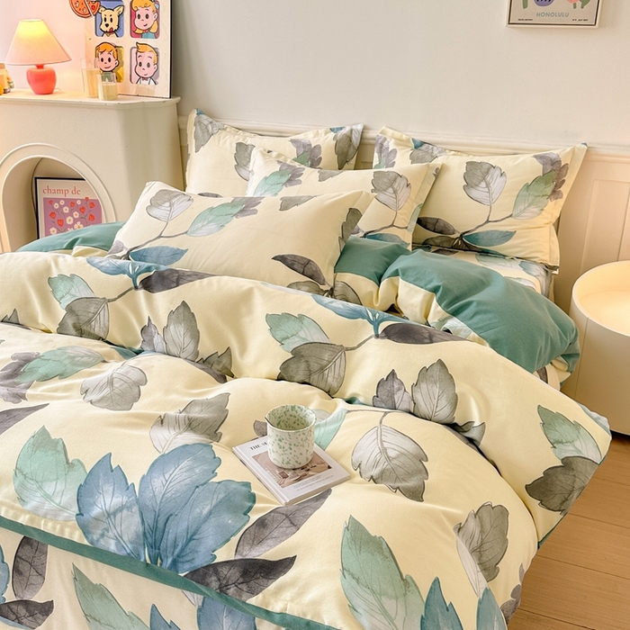 91家纺网 家纺一手货源 找家纺 2025新款加厚生态磨毛床单四件套 水墨江南