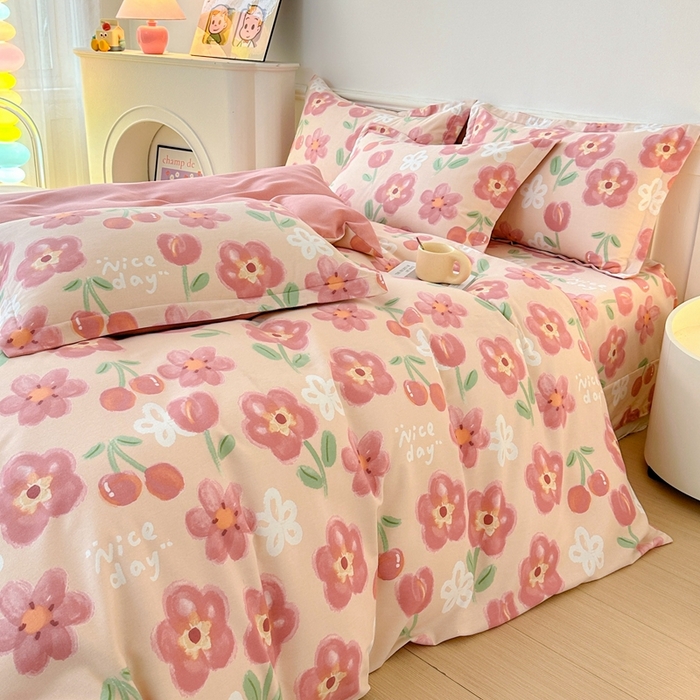 91家纺网 家纺一手货源 找家纺 2025新款加厚生态磨毛床单四件套 芬妮