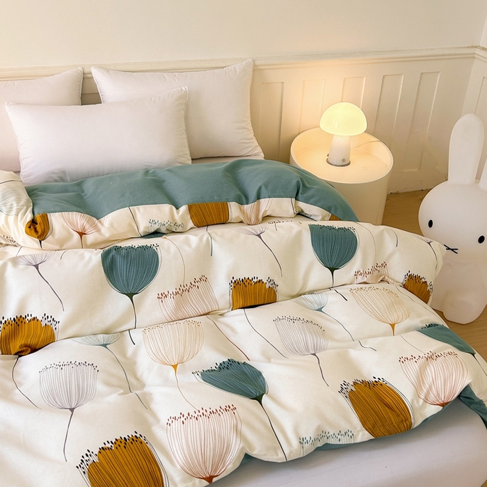 91家纺网 家纺一手货源 找家纺 2025新款加厚生态磨毛单被套 花开浪漫