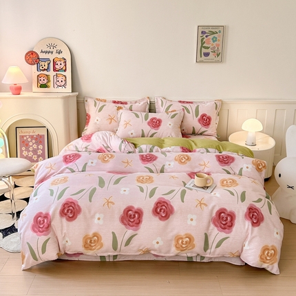 2025新款加厚生态磨毛床单四件套 知否