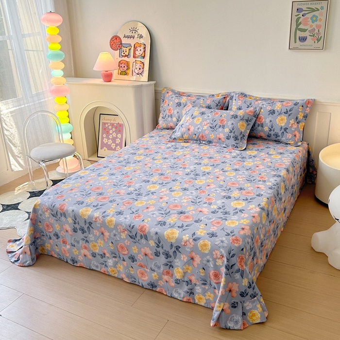 91家纺网 家纺一手货源 找家纺 2025新款加厚生态磨毛单床单 花香四溢