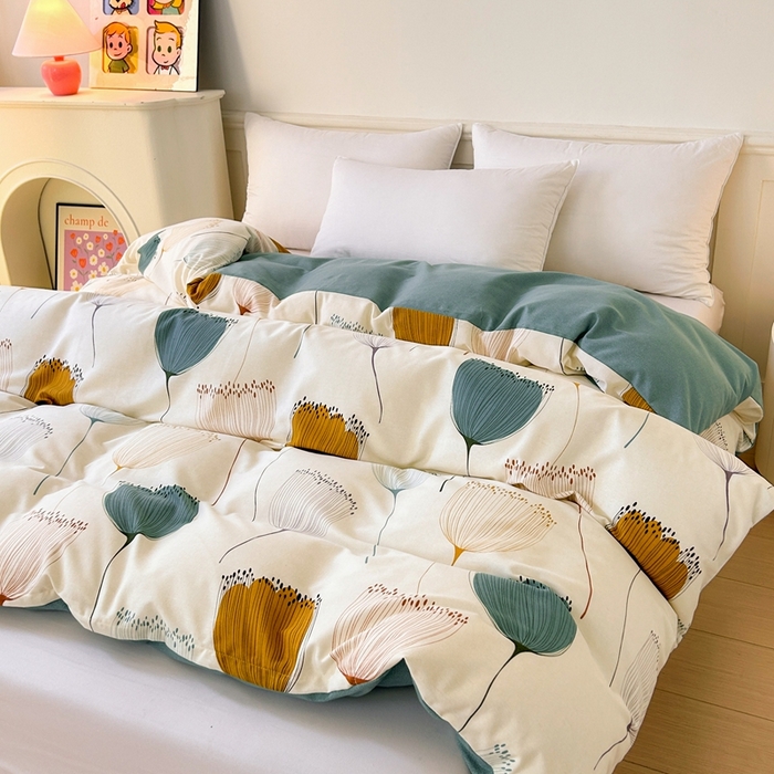 91家纺网 家纺一手货源 找家纺 2025新款加厚生态磨毛单被套 花开浪漫