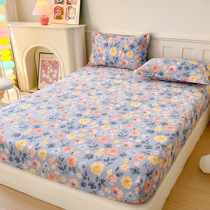 91家纺网 家纺一手货源 找家纺 2025新款加厚生态磨毛单床笠 花香四溢