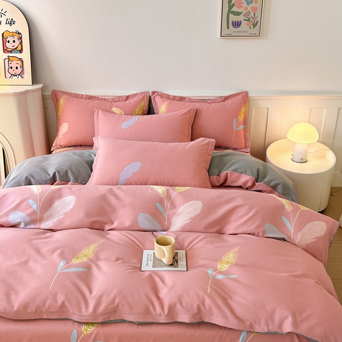 91家纺网 家纺一手货源 找家纺 2025新款加厚生态磨毛床单四件套 花羽庭