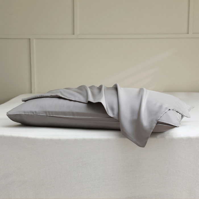 91家纺网 家纺一手货源 找家纺 轩和 2025新款A类LF60S兰精天丝单品枕套 伯爵灰