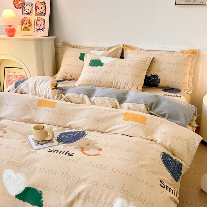 91家纺网 家纺一手货源 找家纺 2025新款加厚生态磨毛床单四件套 微笑生活