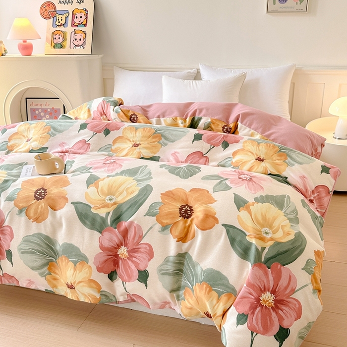 91家纺网 家纺一手货源 找家纺 2025新款加厚生态磨毛单被套 梦若菲