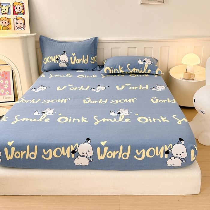 91家纺网 家纺一手货源 找家纺 2025新款加厚生态磨毛床笠四件套 萌宠宝贝