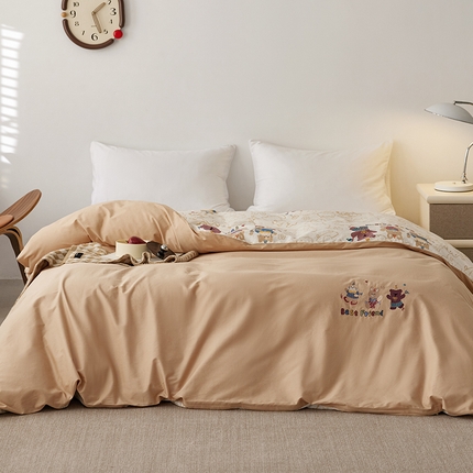 2024新款爆品全棉纯棉印花刺绣单被套卡通被罩单品 动物派对