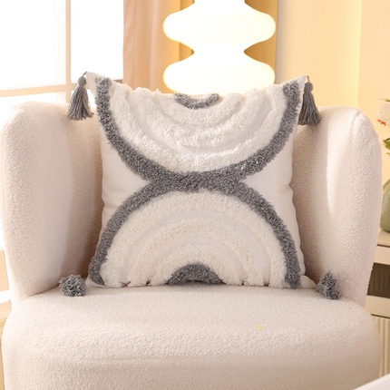 91家纺网 家纺一手货源 找家纺 （总）囍莱家纺 2024新款立体簇绒棉麻绣花抱枕G064