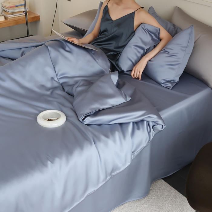 91家纺网 家纺一手货源 找家纺 轩和 2025新款A类LF60S兰精天丝单品被套 劳伦蓝